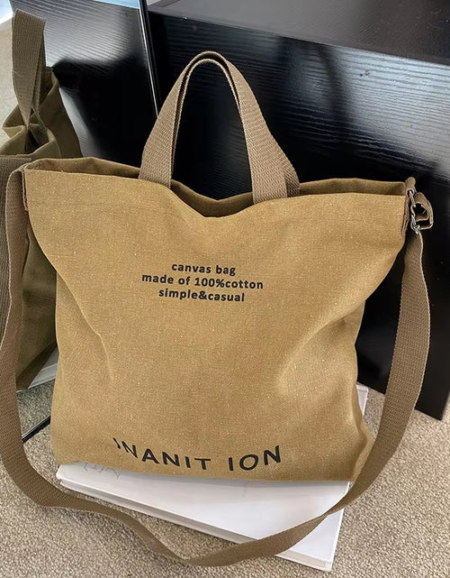 Load image into Gallery viewer, Japanese Canvas Men&#39;S and Women&#39;S Simple Cross-Body Bag Wash Canvas Thick Handbag Large Capacity Arts Students Package Satchel
