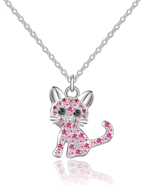 Load image into Gallery viewer, Luomart Girls Cat Birthstone Necklace Gifts for Women,Kitty Cats Dog Pendant Necklaces Jewelry for Cat Lovers

