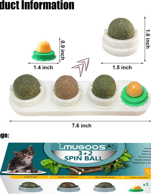 Load image into Gallery viewer, Catnip Cat Toys with 2 Candies, Catnip Wall Ball Toys for Indoor Cats, Rotatable Safe Healthy Edible Licking Balls for Kitty Playing, Kitten Chew Cleaning Teeth Treats Toys…
