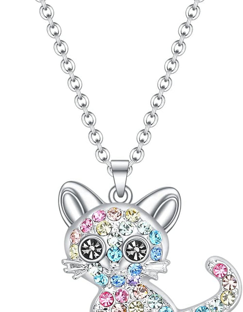 Load image into Gallery viewer, Luomart Girls Cat Birthstone Necklace Gifts for Women,Kitty Cats Dog Pendant Necklaces Jewelry for Cat Lovers
