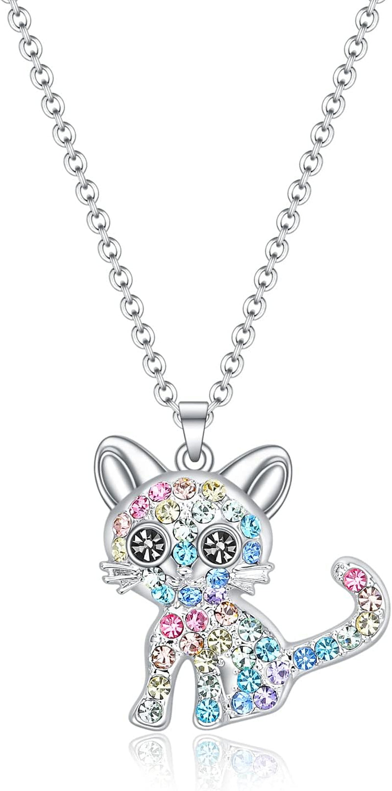 Luomart Girls Cat Birthstone Necklace Gifts for Women,Kitty Cats Dog Pendant Necklaces Jewelry for Cat Lovers
