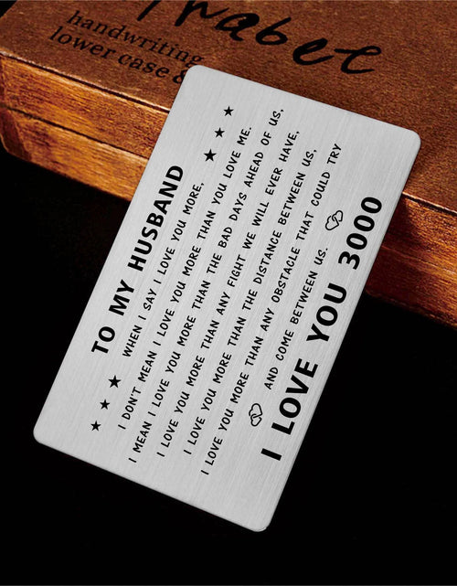 Load image into Gallery viewer, to My Husband Wallet Card, I Love You Gifts for Him Husband, Husband Birthday Card from Wife, Valentines, Fathers Day

