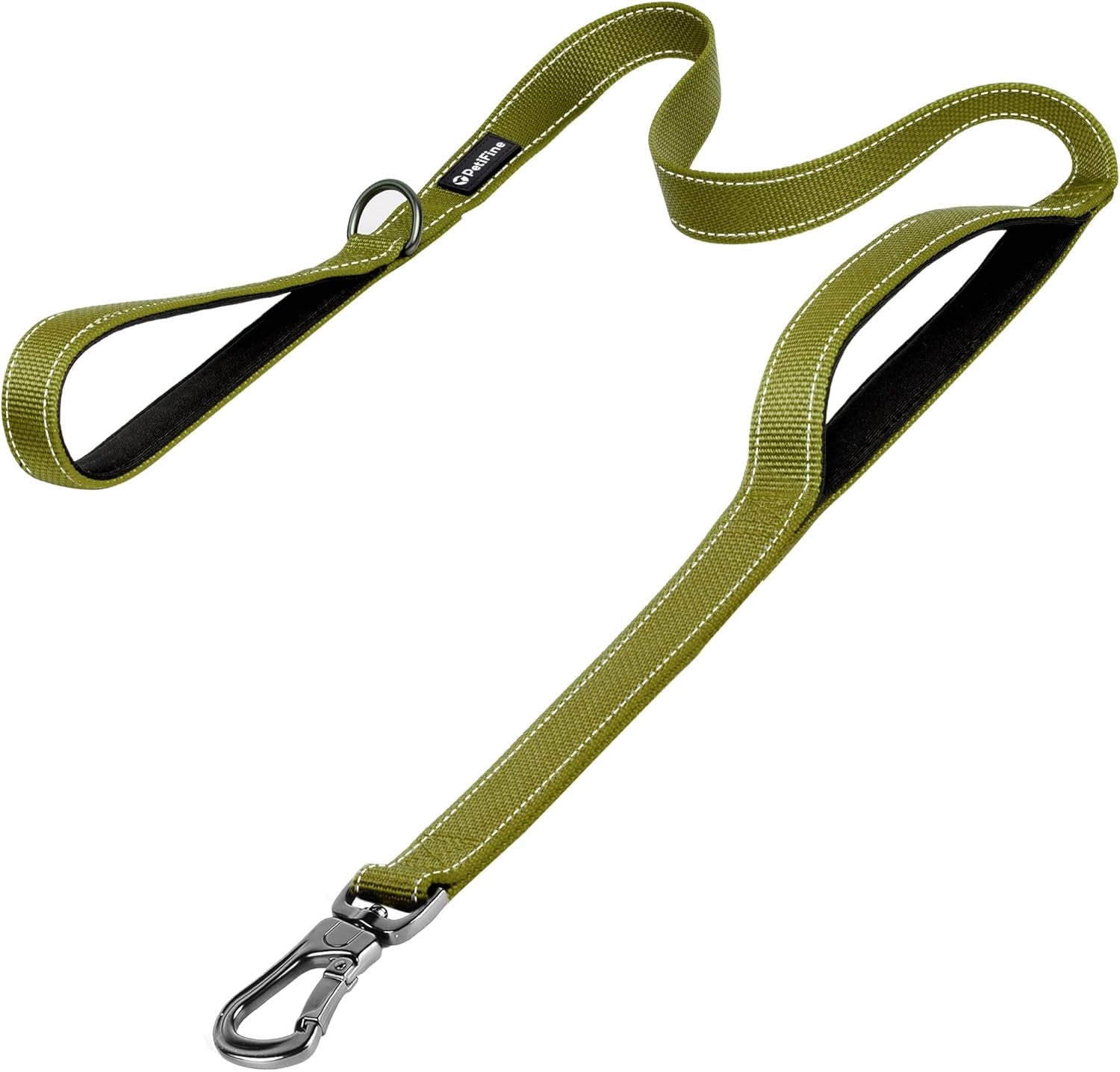 Petifine 4FT Heavy Duty Dog Leash with Soft Padded Double Handle, Durable Strong Clasp Dog Leashes, Reflective Nylon Walking Lead for Large,Medium,Small Breed Dogs, Grey