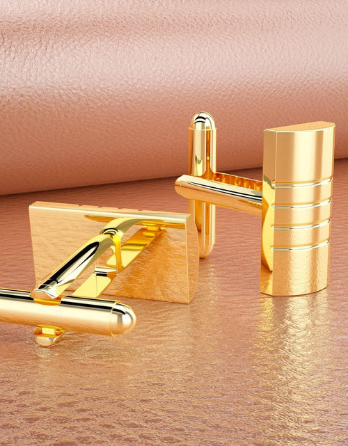 Load image into Gallery viewer, Cufflinks for Men, 316L Stainless Steel Tuxedo Shirt Cuff Links Shirt Accessories Unique Business Groom Wedding Black Silver Gold Jewelry for Son, Father, Husband, Boyfriend
