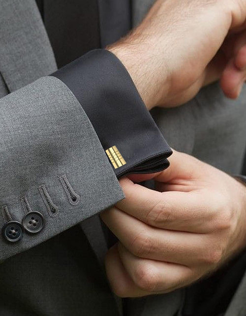 Load image into Gallery viewer, Cufflinks for Men, 316L Stainless Steel Tuxedo Shirt Cuff Links Shirt Accessories Unique Business Groom Wedding Black Silver Gold Jewelry for Son, Father, Husband, Boyfriend
