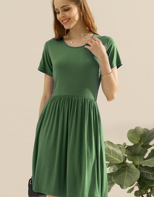 Load image into Gallery viewer, Ninexis Full Size Round Neck Ruched Dress with Pockets
