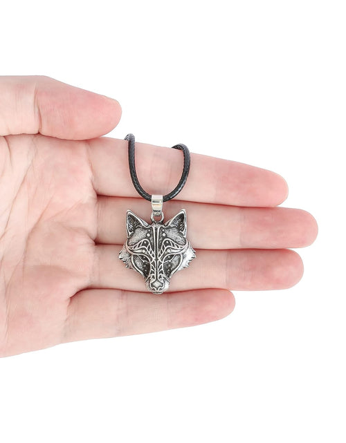 Load image into Gallery viewer, HAQUIL Wolf Necklace, Viking Wolf Head Pendant, Wolf Necklace Collection, Wolf Jewelry Gift for Men and Women
