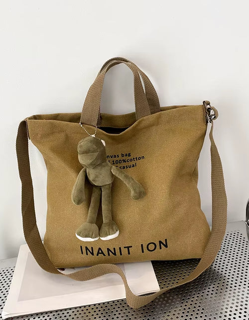 Load image into Gallery viewer, Japanese Canvas Men&#39;S and Women&#39;S Simple Cross-Body Bag Wash Canvas Thick Handbag Large Capacity Arts Students Package Satchel
