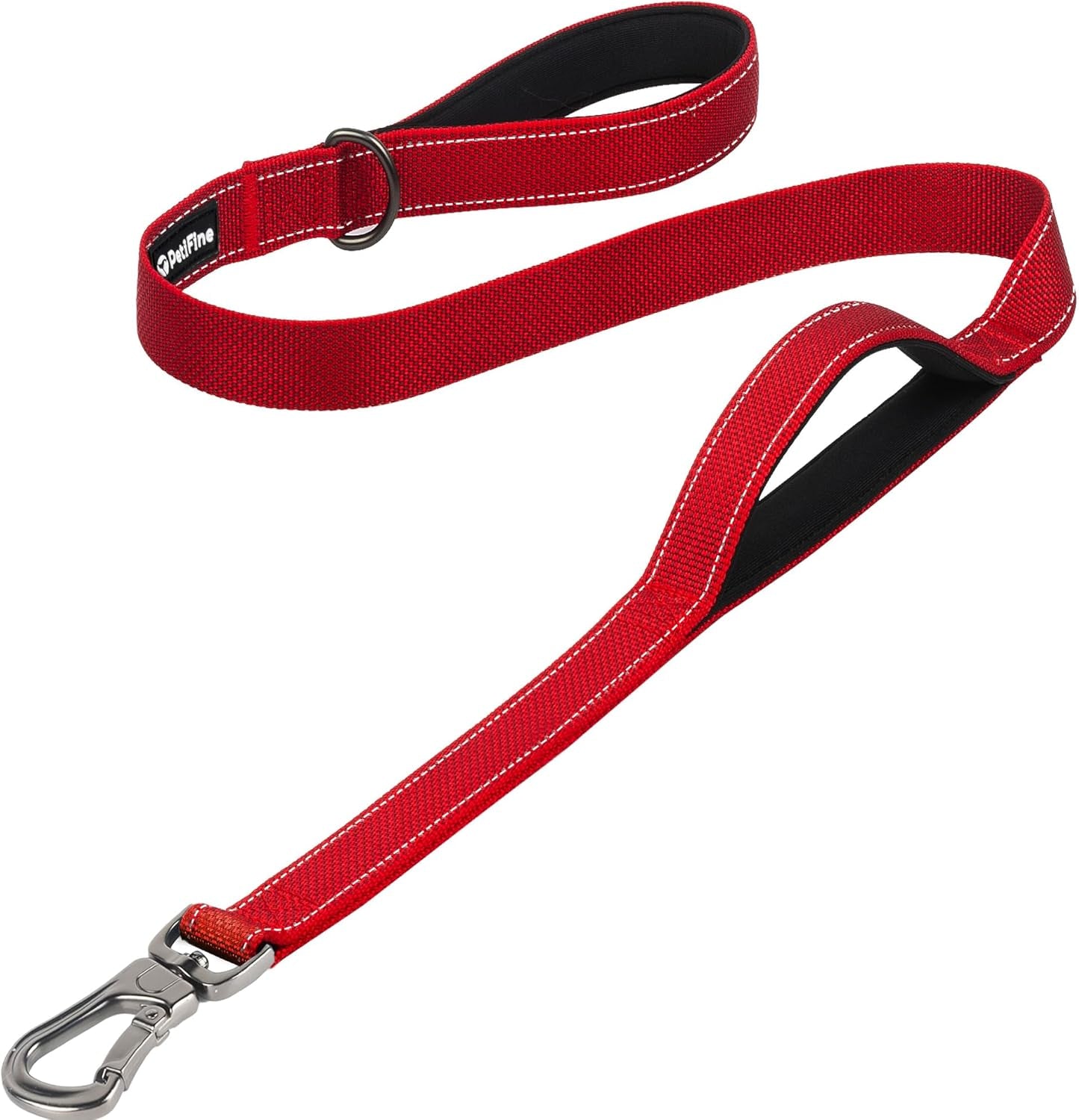 Petifine 4FT Heavy Duty Dog Leash with Soft Padded Double Handle, Durable Strong Clasp Dog Leashes, Reflective Nylon Walking Lead for Large,Medium,Small Breed Dogs, Grey