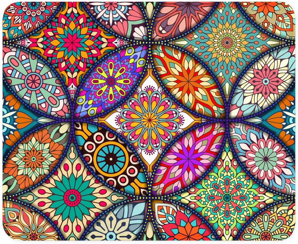 BOSOBO Mouse Pad, Square Anti-Slip Rubber Gaming Mousepad, Premium-Textured & Waterproof Mouse Mat with Stitched Edges, Cute Office Mouse Pads for Women Men Laptop, 10" X 8", Abstract Art Stones
