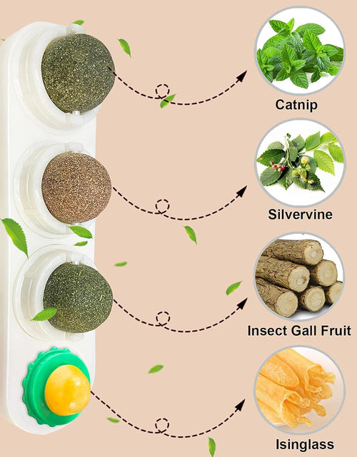 Load image into Gallery viewer, Catnip Cat Toys with 2 Candies, Catnip Wall Ball Toys for Indoor Cats, Rotatable Safe Healthy Edible Licking Balls for Kitty Playing, Kitten Chew Cleaning Teeth Treats Toys…
