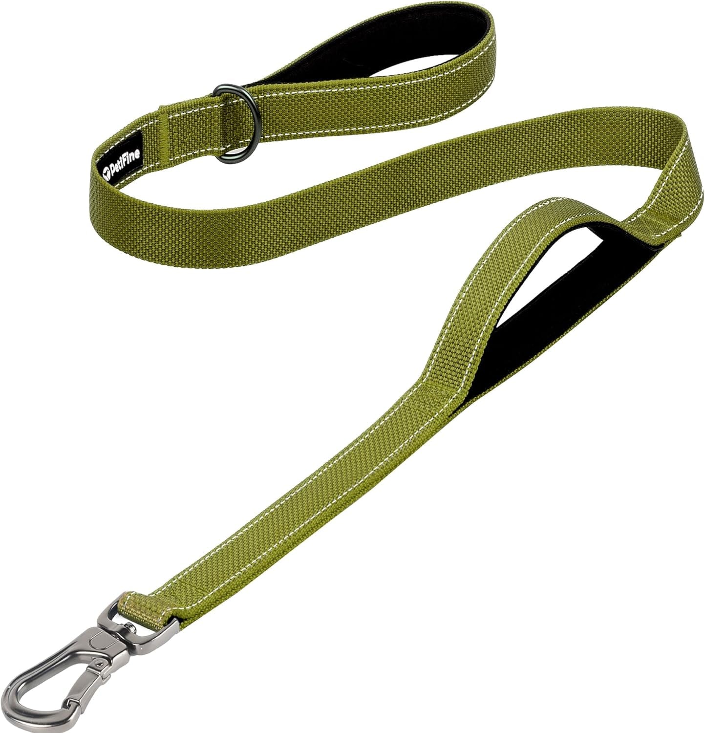 Petifine 4FT Heavy Duty Dog Leash with Soft Padded Double Handle, Durable Strong Clasp Dog Leashes, Reflective Nylon Walking Lead for Large,Medium,Small Breed Dogs, Grey