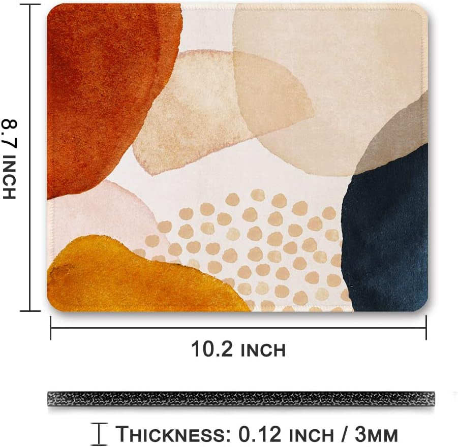 BOSOBO Mouse Pad, Square Anti-Slip Rubber Gaming Mousepad, Premium-Textured & Waterproof Mouse Mat with Stitched Edges, Cute Office Mouse Pads for Women Men Laptop, 10" X 8", Abstract Art Stones