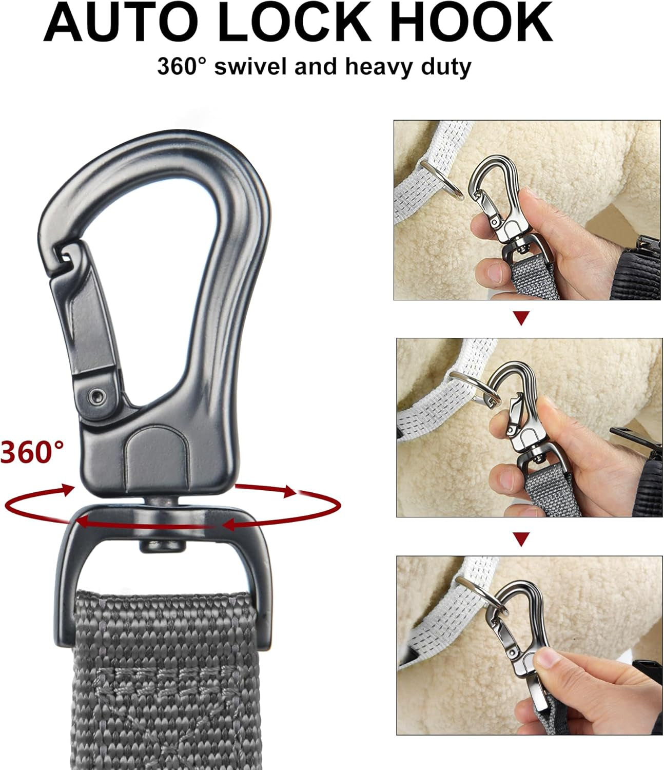 Petifine 4FT Heavy Duty Dog Leash with Soft Padded Double Handle, Durable Strong Clasp Dog Leashes, Reflective Nylon Walking Lead for Large,Medium,Small Breed Dogs, Grey