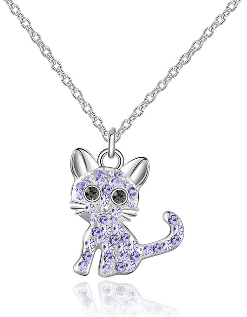 Load image into Gallery viewer, Luomart Girls Cat Birthstone Necklace Gifts for Women,Kitty Cats Dog Pendant Necklaces Jewelry for Cat Lovers
