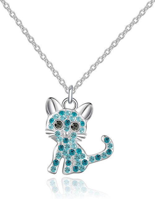 Load image into Gallery viewer, Luomart Girls Cat Birthstone Necklace Gifts for Women,Kitty Cats Dog Pendant Necklaces Jewelry for Cat Lovers
