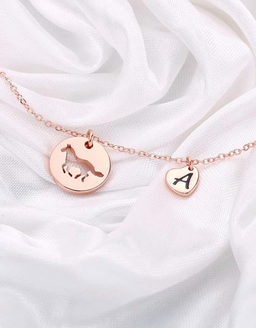 Load image into Gallery viewer, MONOOC Horse Gifts for Girls - Stainless Steel Heart Initial Necklace, Dainty Jewelry for Women, Teen Girls, Horse Lovers
