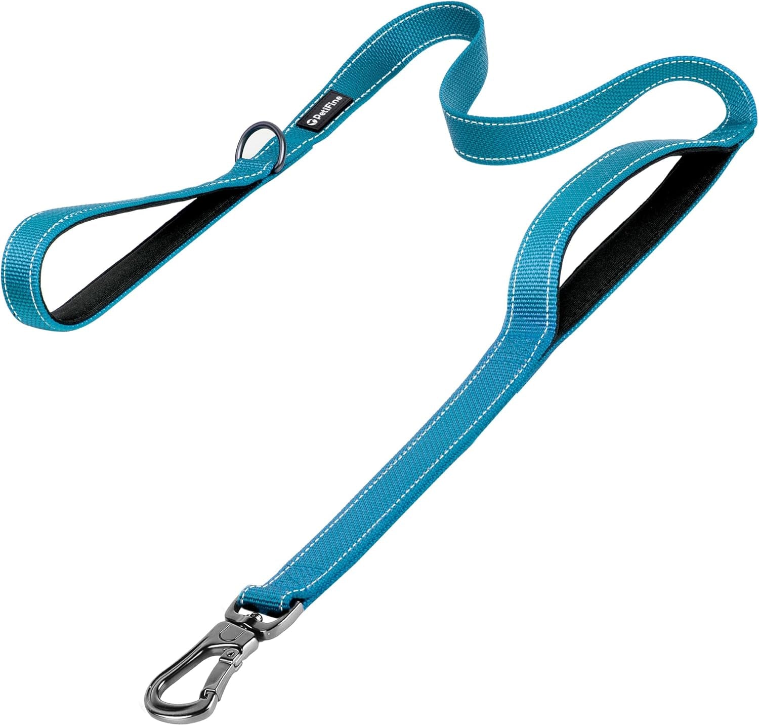 Petifine 4FT Heavy Duty Dog Leash with Soft Padded Double Handle, Durable Strong Clasp Dog Leashes, Reflective Nylon Walking Lead for Large,Medium,Small Breed Dogs, Grey