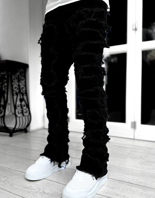 Load image into Gallery viewer, Men Trousers Individual Patched Pants Long Tight Fit Stacked Jeans for Mens Clothing
