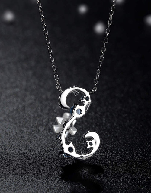 Load image into Gallery viewer, VIKI LYNN Initial Necklace for Women 925 Sterling Silver Initial a to Z Letter Pendant Necklace with Blue Flower Cubic Zirconia Birthday Engagement Gift for Women,Mom, Couple
