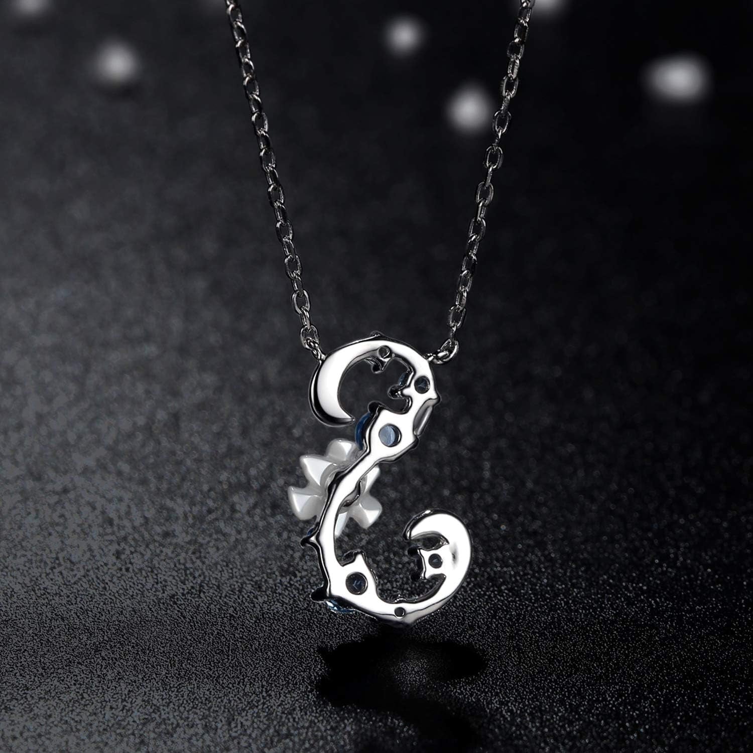 VIKI LYNN Initial Necklace for Women 925 Sterling Silver Initial a to Z Letter Pendant Necklace with Blue Flower Cubic Zirconia Birthday Engagement Gift for Women,Mom, Couple