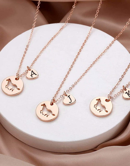 Load image into Gallery viewer, MONOOC Horse Gifts for Girls - Stainless Steel Heart Initial Necklace, Dainty Jewelry for Women, Teen Girls, Horse Lovers
