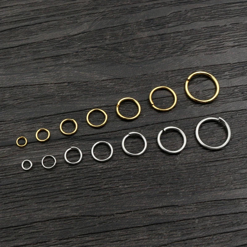 200Pcs 3/4/5/6/7/8/10Mm Stainless Steel Gold Color Split Jump Rings DIY Jewelry Findings Open Single Loops for Jewelry Making