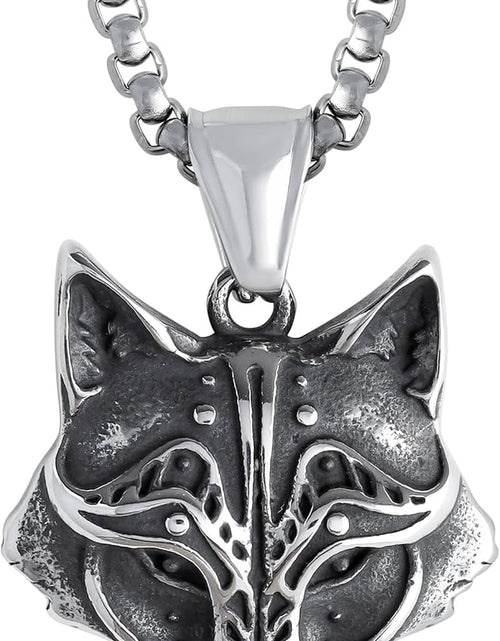 Load image into Gallery viewer, HAQUIL Wolf Necklace, Viking Wolf Head Pendant, Wolf Necklace Collection, Wolf Jewelry Gift for Men and Women
