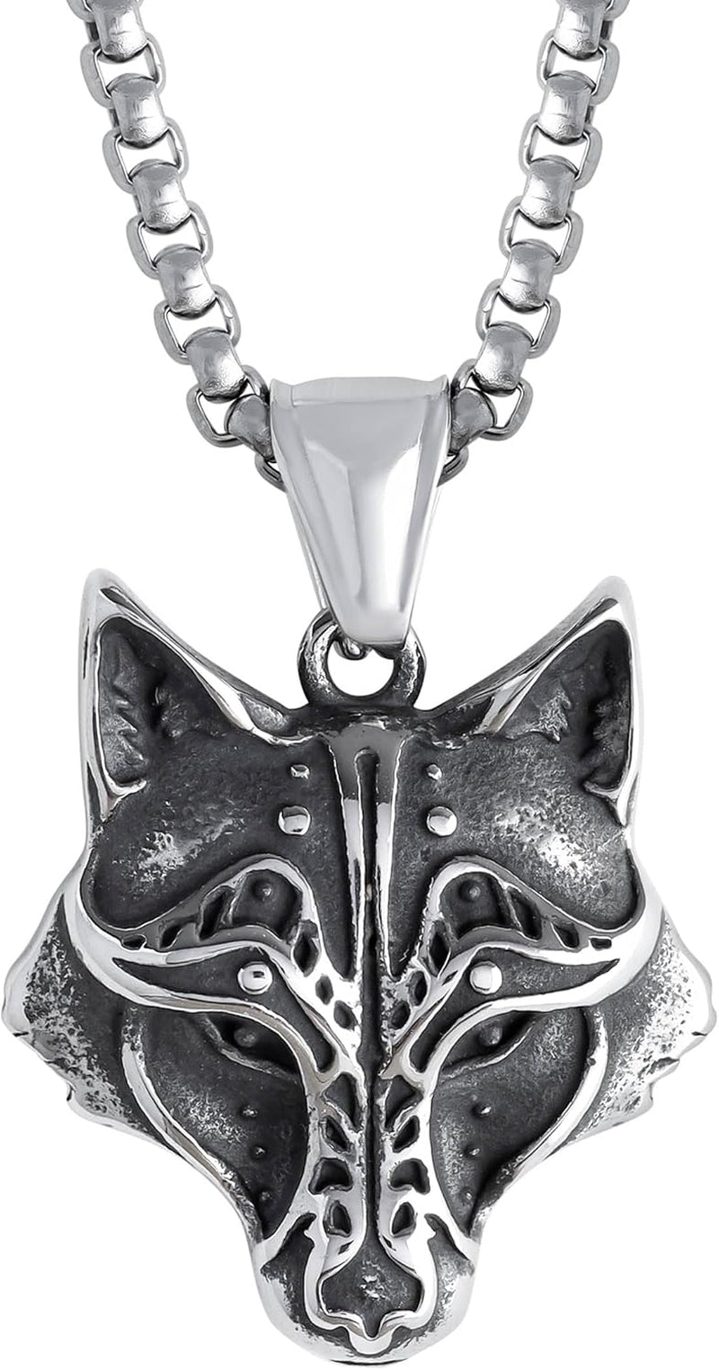 HAQUIL Wolf Necklace, Viking Wolf Head Pendant, Wolf Necklace Collection, Wolf Jewelry Gift for Men and Women