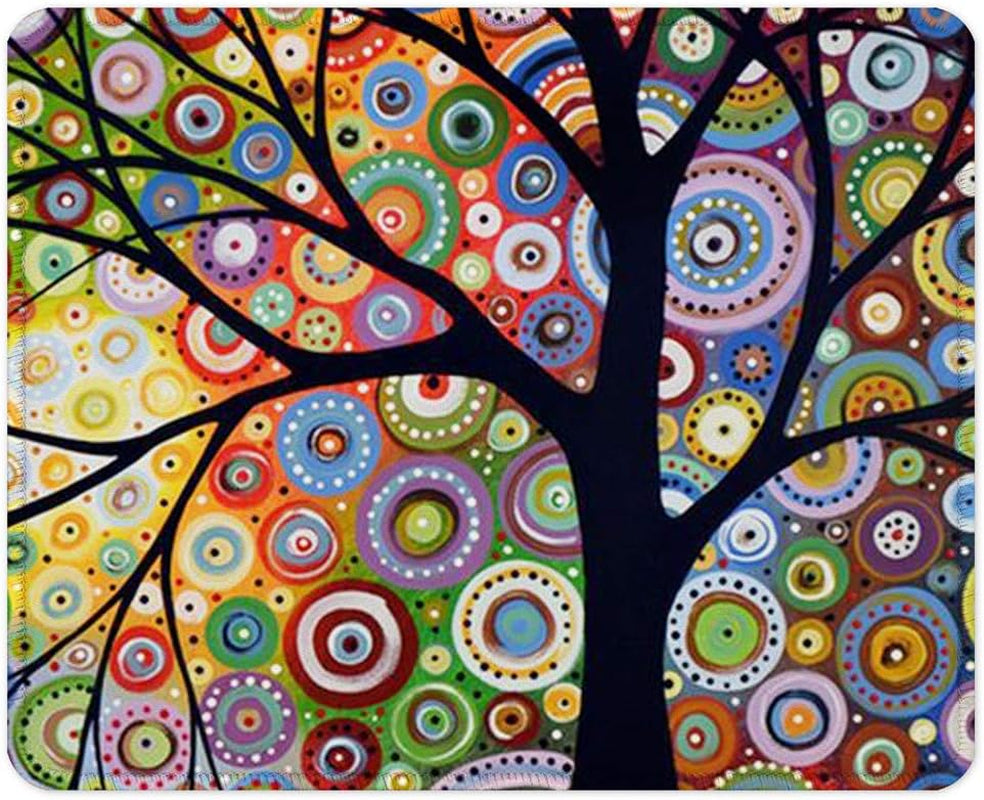 BOSOBO Mouse Pad, Square Anti-Slip Rubber Gaming Mousepad, Premium-Textured & Waterproof Mouse Mat with Stitched Edges, Cute Office Mouse Pads for Women Men Laptop, 10" X 8", Abstract Art Stones