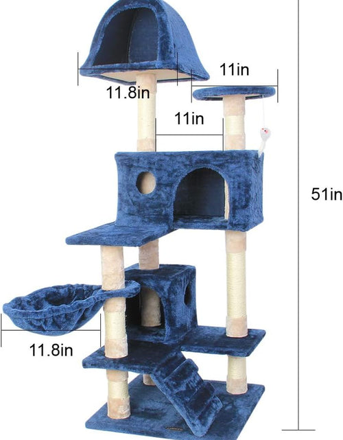 Load image into Gallery viewer, CUPETS Cat Tree Flannelette Cat Climber Pet Condo Furniture Multi-Level Activity Tree with Sisal Scratching Posts Suitable for Cats and Kittens 51 Inches High Blue
