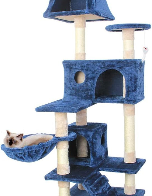 Load image into Gallery viewer, CUPETS Cat Tree Flannelette Cat Climber Pet Condo Furniture Multi-Level Activity Tree with Sisal Scratching Posts Suitable for Cats and Kittens 51 Inches High Blue

