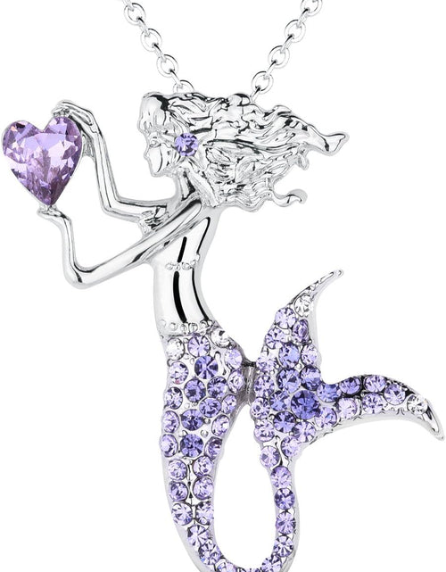Load image into Gallery viewer, Luomart Fashion Mermaid Birthstone Necklace Jewelry White Gold Plated Austrian Crystal Pendant Gifts for Women
