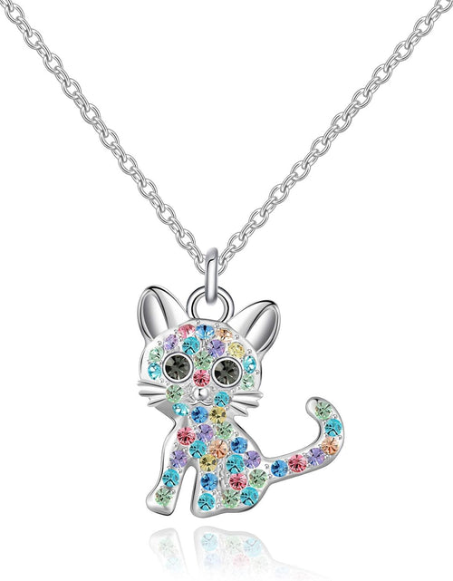 Load image into Gallery viewer, Luomart Girls Cat Birthstone Necklace Gifts for Women,Kitty Cats Dog Pendant Necklaces Jewelry for Cat Lovers
