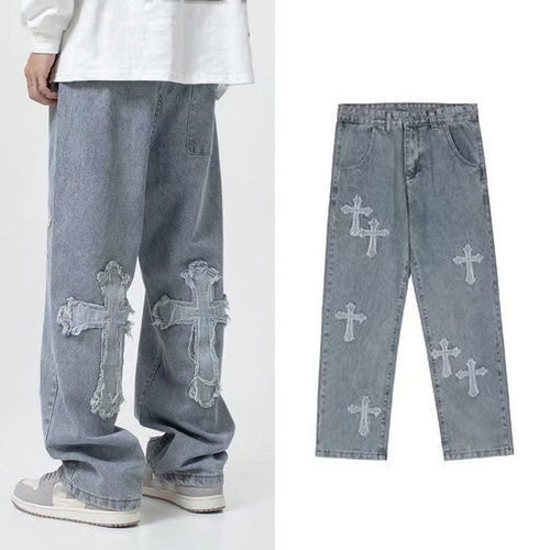 Load image into Gallery viewer, Embroidered Jeans Men&#39;s Straight Loose
