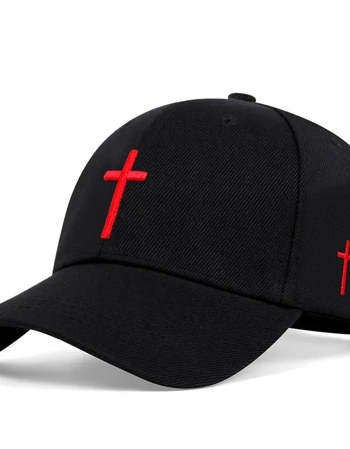 Load image into Gallery viewer, Unisex Cross Embroidery Snapback Baseball Caps Spring and Autumn Outdoor Adjustable Casual Hats Sunscreen Hat
