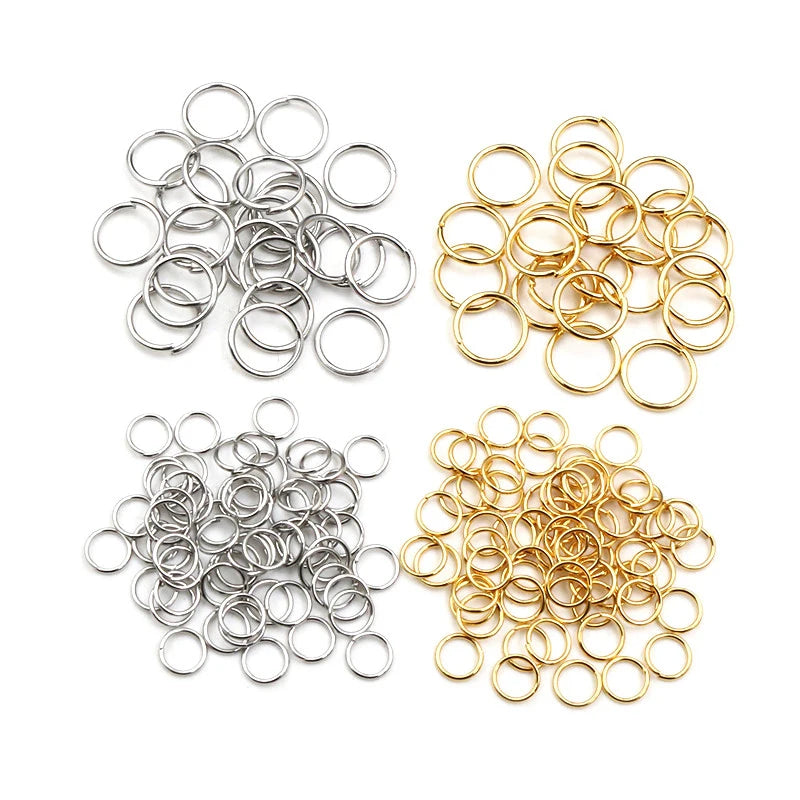 200Pcs 3/4/5/6/7/8/10Mm Stainless Steel Gold Color Split Jump Rings DIY Jewelry Findings Open Single Loops for Jewelry Making