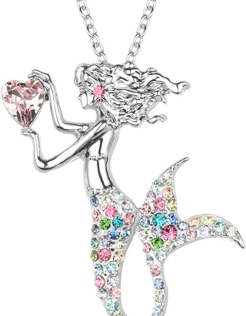 Load image into Gallery viewer, Luomart Fashion Mermaid Birthstone Necklace Jewelry White Gold Plated Austrian Crystal Pendant Gifts for Women

