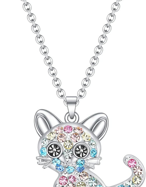 Load image into Gallery viewer, Luomart Girls Cat Birthstone Necklace Gifts for Women,Kitty Cats Dog Pendant Necklaces Jewelry for Cat Lovers
