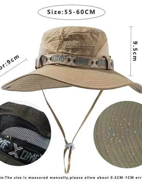 Load image into Gallery viewer, Summer Men Bucket Hat Outdoor UV Protection Wide Brim Panama Safari Hunting Hiking Hat Mesh Fisherman Hat Beach Sunscreen Cap
