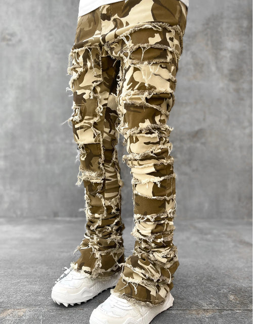 Load image into Gallery viewer, Men Trousers Individual Patched Pants Long Tight Fit Stacked Jeans for Mens Clothing
