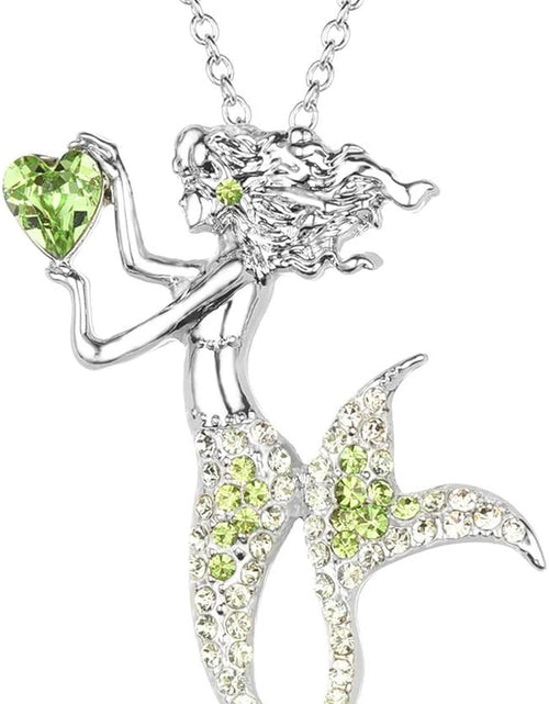 Load image into Gallery viewer, Luomart Fashion Mermaid Birthstone Necklace Jewelry White Gold Plated Austrian Crystal Pendant Gifts for Women
