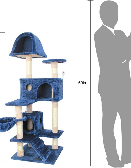 Load image into Gallery viewer, CUPETS Cat Tree Flannelette Cat Climber Pet Condo Furniture Multi-Level Activity Tree with Sisal Scratching Posts Suitable for Cats and Kittens 51 Inches High Blue
