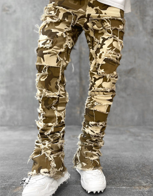 Load image into Gallery viewer, Men Trousers Individual Patched Pants Long Tight Fit Stacked Jeans for Mens Clothing
