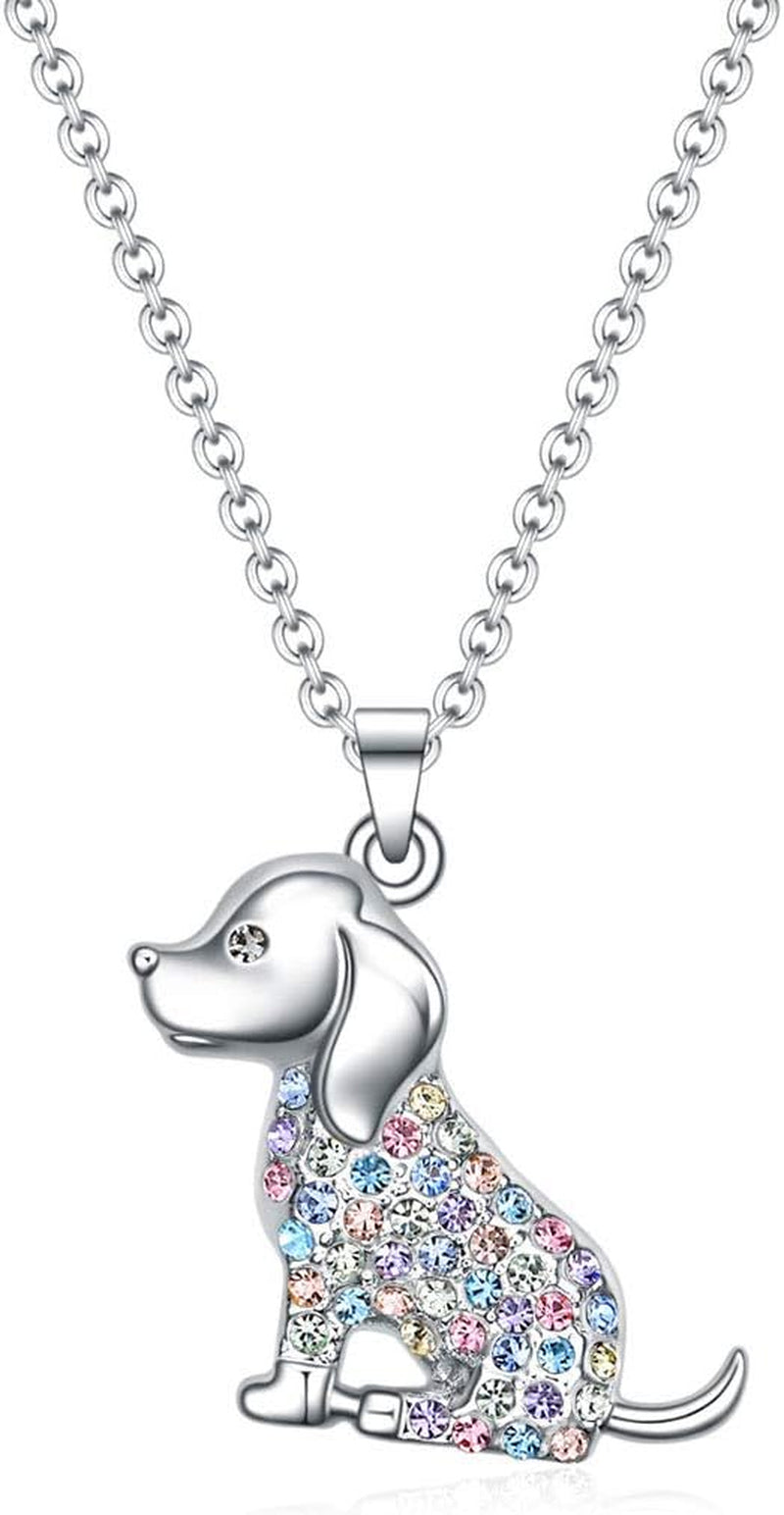 Luomart Girls Cat Birthstone Necklace Gifts for Women,Kitty Cats Dog Pendant Necklaces Jewelry for Cat Lovers