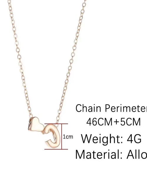 Load image into Gallery viewer, Fashion Tiny Heart Dainty Initial Necklace Gold Silver Color Letter Name Choker for Women Pendant Jewelry Gift
