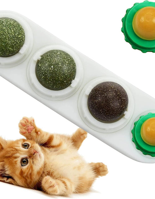 Load image into Gallery viewer, Catnip Cat Toys with 2 Candies, Catnip Wall Ball Toys for Indoor Cats, Rotatable Safe Healthy Edible Licking Balls for Kitty Playing, Kitten Chew Cleaning Teeth Treats Toys…
