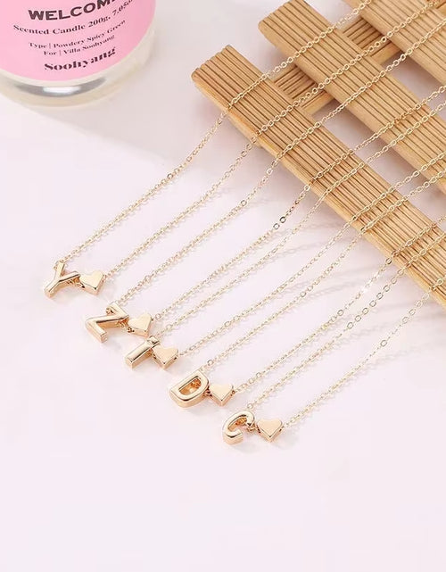 Load image into Gallery viewer, Fashion Tiny Heart Dainty Initial Necklace Gold Silver Color Letter Name Choker for Women Pendant Jewelry Gift
