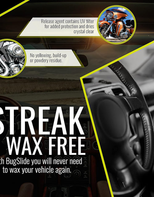 Load image into Gallery viewer, Bugslide Bug Remover – All Purpose Car Cleaner &amp; Detailer Spray, for Vehicle Interior &amp; Exterior Use, Shines, Degreases, Polishes, Wipes Away Bugs on Plastic, Metal,Glass, Windows, Mirrors, 32 Oz

