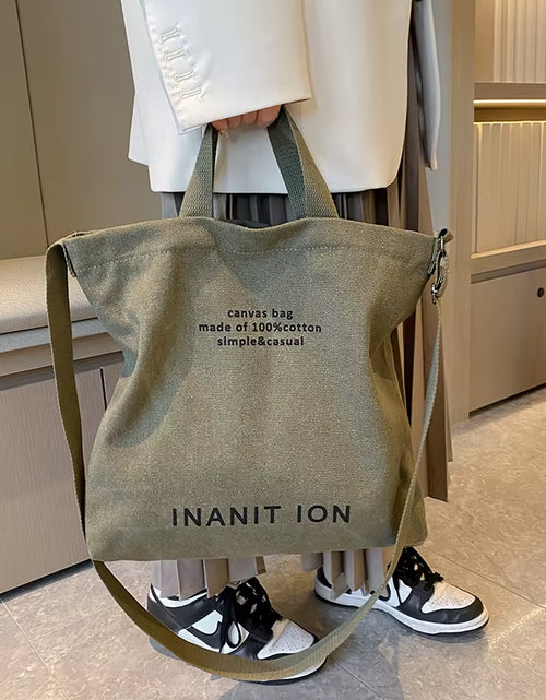 Load image into Gallery viewer, Japanese Canvas Men&#39;S and Women&#39;S Simple Cross-Body Bag Wash Canvas Thick Handbag Large Capacity Arts Students Package Satchel
